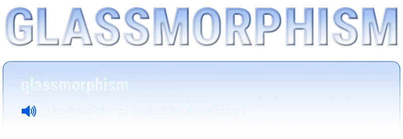 A dark user interface layout displaying glassmorphism web design with two semi-transparent, frosted-glass container cards showing blur filtration effects, rounded corners, and thin glowing blue neon borders over an abstract gradient background.