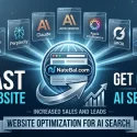 Infographic showing NateBal.com optimizing a fast website to connect with AI search engines including ChatGPT, Perplexity, Claude, Anthropic, Apple Intelligence, Grok, and Gemini to increase business sales and leads.