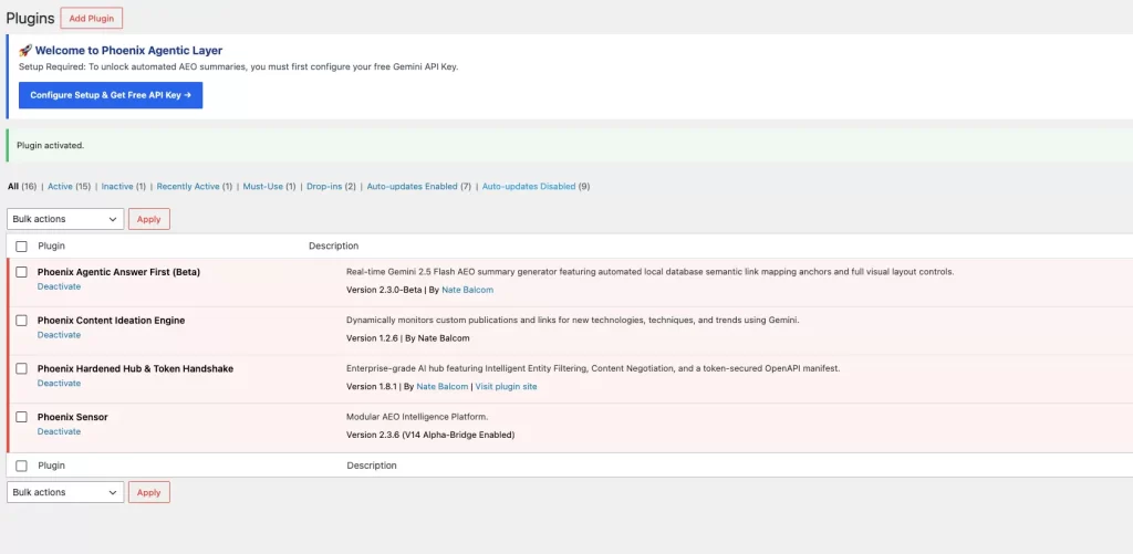Free Answer Engine Optimization WordPress Plugin | Unlock Massive LLM Traffic: Download Phoenix Agentic Answer 1st Phoenix Agentic Layer Configure Google Gemini API Key 1st Time Install