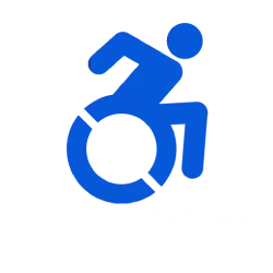 Blue dynamic accessibility icon representing inclusive user experience design, ADA compliance frameworks, and website accessibility optimization on NateBal.com.