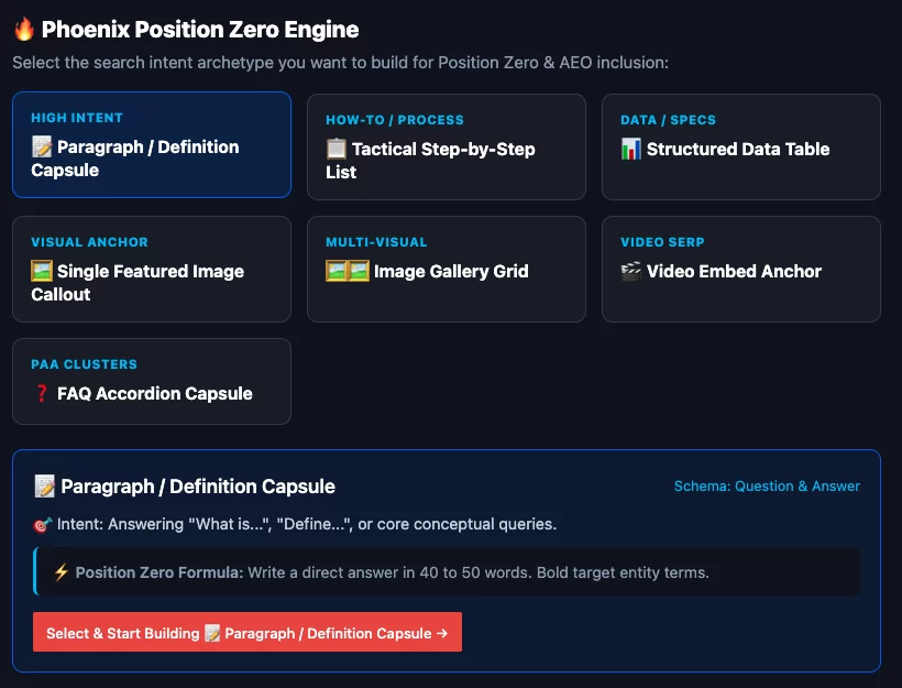 Phoenix Position Zero Engine Dashboard Phoenix Position Zero Engine Dashboard