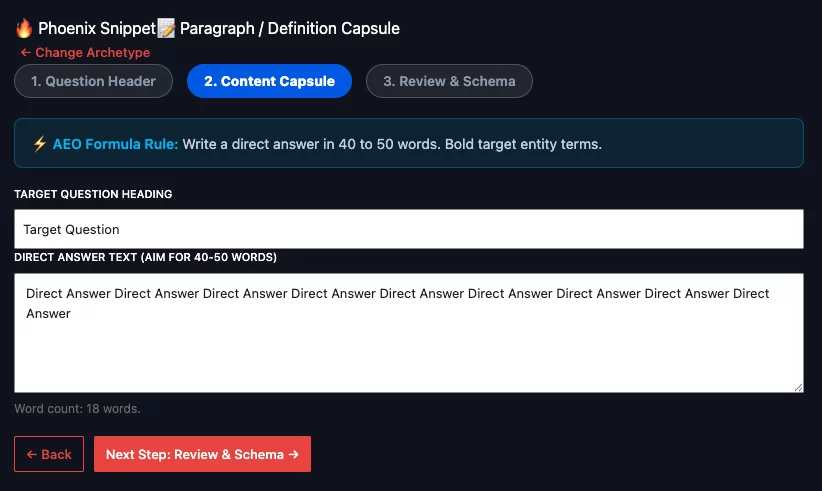 Paragraph and Definition Capsule Builder Paragraph and Definition Capsule Builder