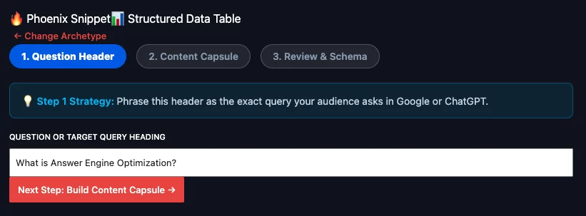 Structured Data Table Setup Structured Data Table Setup