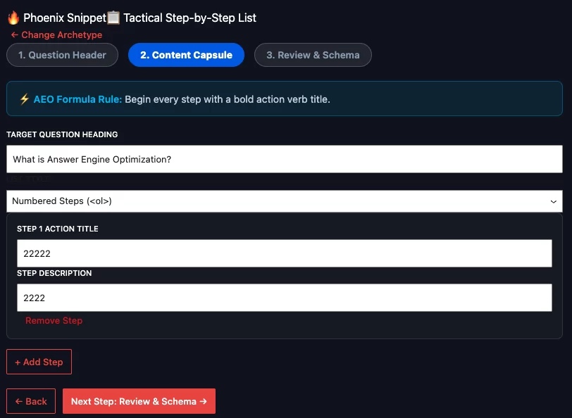 Tactical Step-by-Step List Builder Tactical Step-by-Step List Builder