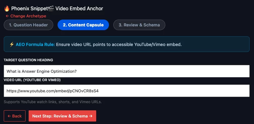 Video Embed Anchor Settings Video Embed Anchor Settings
