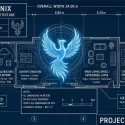 Architectural blueprint for Project Phoenix illustrating high-performance web architecture, Answer Engine Optimization (AEO) modules, UX design layouts, and Core Web Vitals performance metrics.