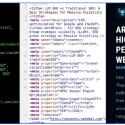 Comparison of three website perspectives: JSON-LD entity schema parsed by LLMs on the left, HTML meta tags crawled by search engines in the center, and the human mobile view of NateBal.com on the right.